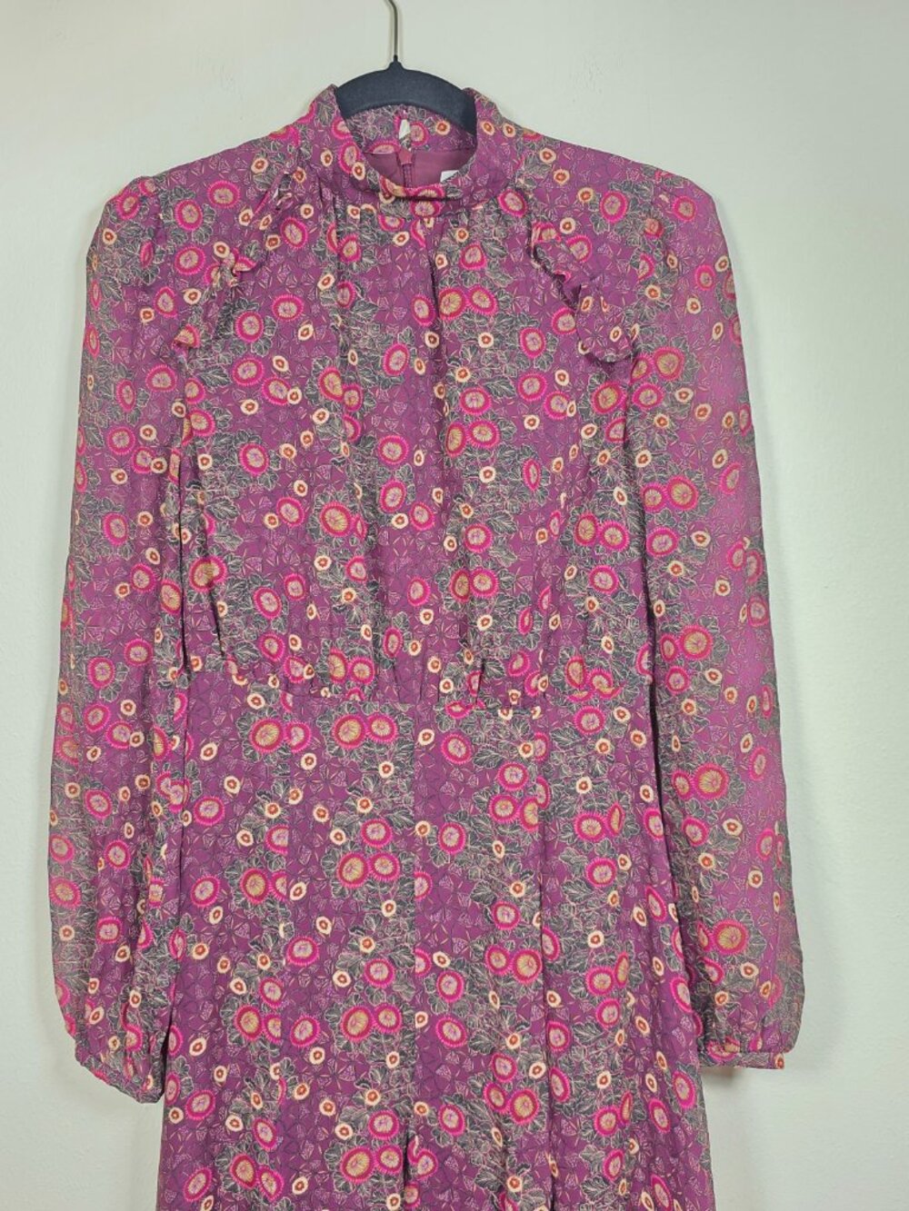Saloni Akina Wine Jacqui-B Dress 100% Silk Size 2 Msrp $795 View 5